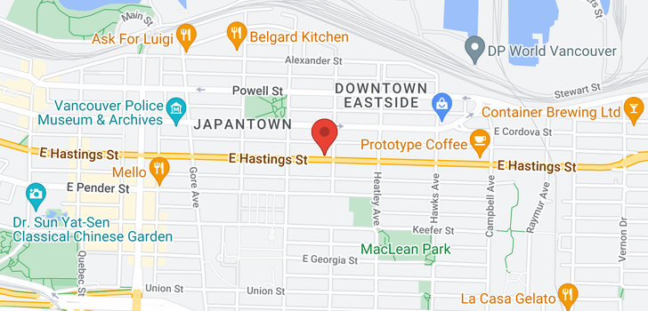 map of 567 E HASTINGS STREET